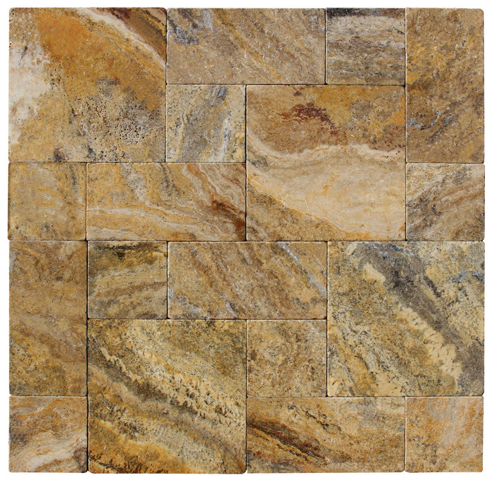 Scabos Tumbled Travertine Roman Paver Pattern