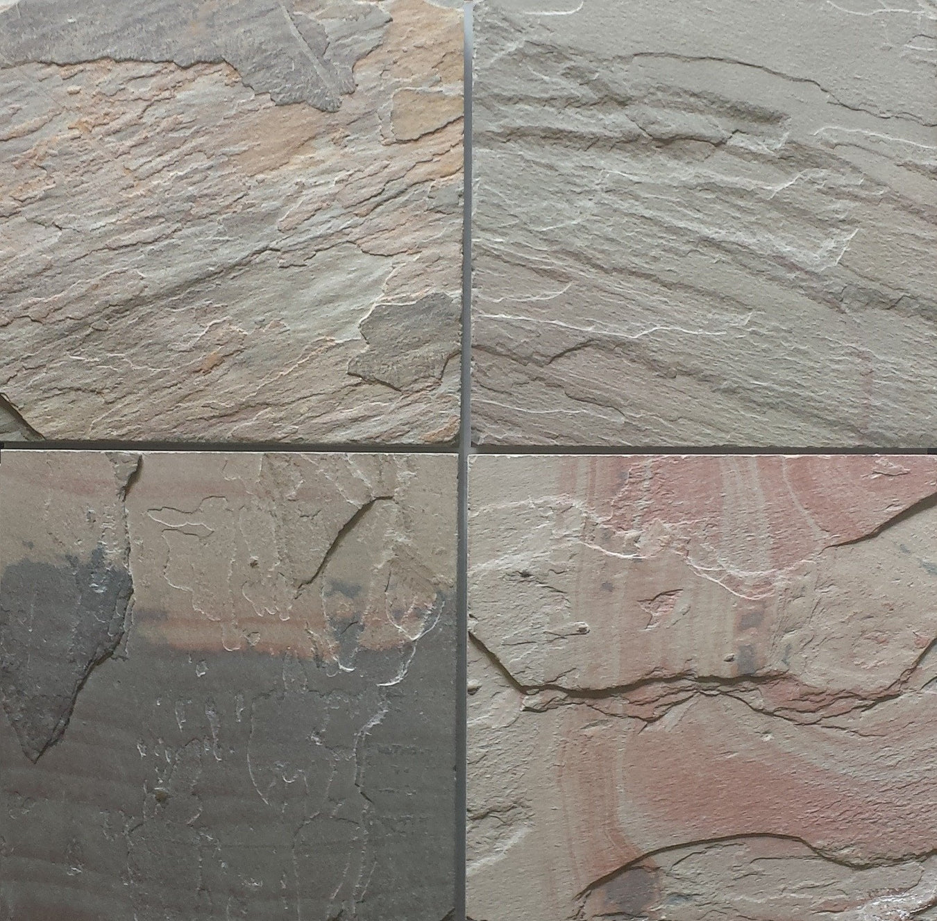 16 x 16 Natural Cleft Face and Back Grey Slate Flooring