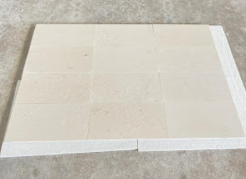 Shell Beige Limestone Tile - 16" x 24" Chiseled & Brushed