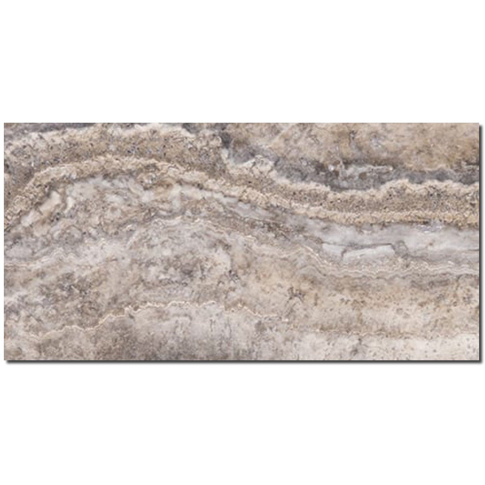 Silver Fantasy Filled & Honed Travertine Tile - 18" x 36" x 3/8"