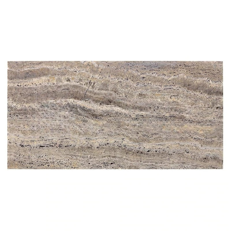 Titanium Vein Cut Travertine Tile - Filled & Polished