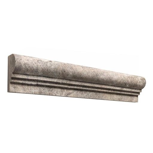 Titanium Travertine Liner - 2 1/2" x 12" Double-step Chair Rail Unfilled & Honed