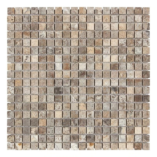 Titanium Travertine Mosaic - 5/8" x 5/8" Tumbled