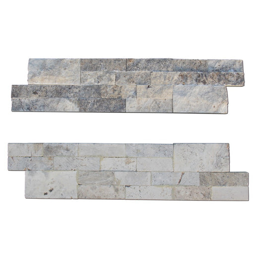 Titanium Split Face Travertine Ledger Panel - 6" x 24"