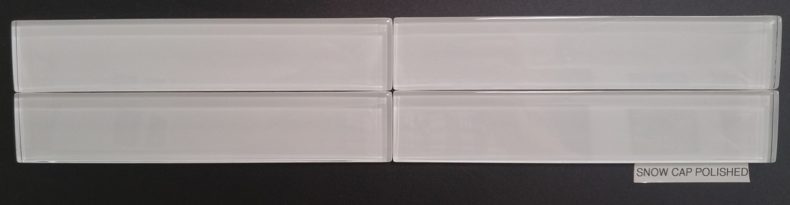 Snow Cap Glass Tile - 1.6" x 8.5" x 3/8" Polished