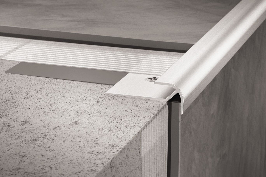 Schluter Systems Vinpro RO Brushed Chrome Anodized Aluminum Metal Bullnose  Resilient — Stone & Tile Shoppe, Inc.