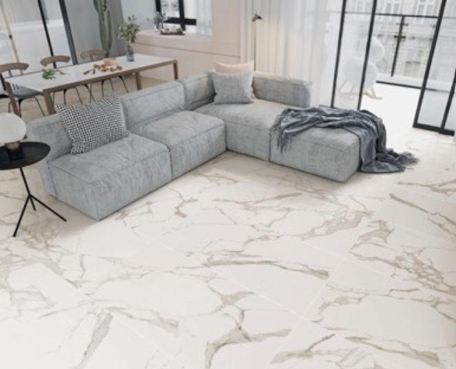 Statu White Nano Polished Porcelain Tile - 24" x 48" x 8 MM