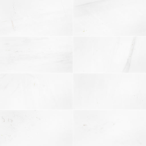 Full Tile Sample - Thassos White Classic Marble Tile - 12" x 24" x 3/8" Honed