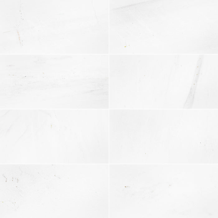 Full Tile Sample - Thassos White Classic Marble Tile - 6" x 12" x 3/8" Honed