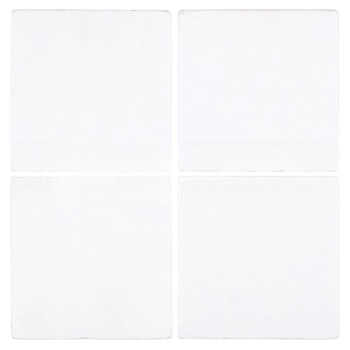 Full Tile Sample - Thassos White Extra Marble Tile - 4" x 4" x 3/8" Tumbled