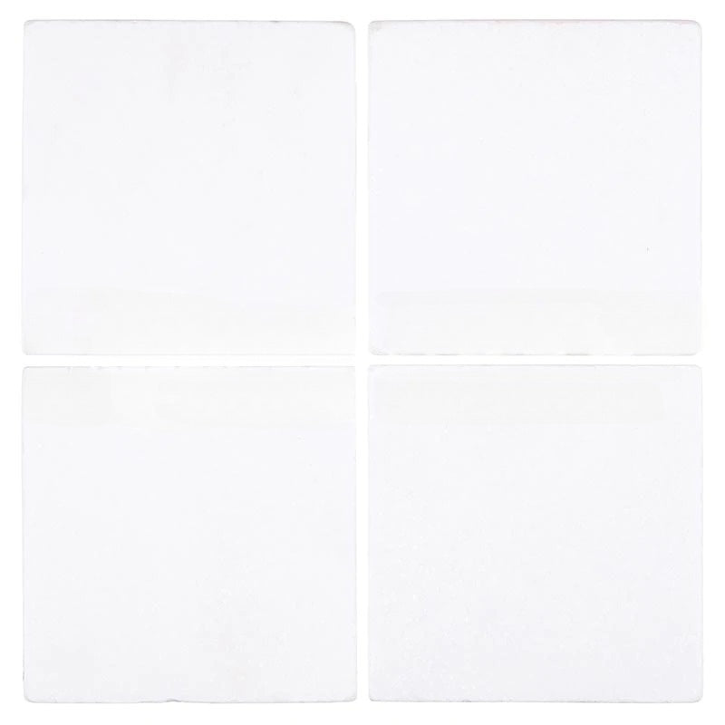 Full Tile Sample - Thassos White Extra Marble Tile - 4" x 4" x 3/8" Tumbled