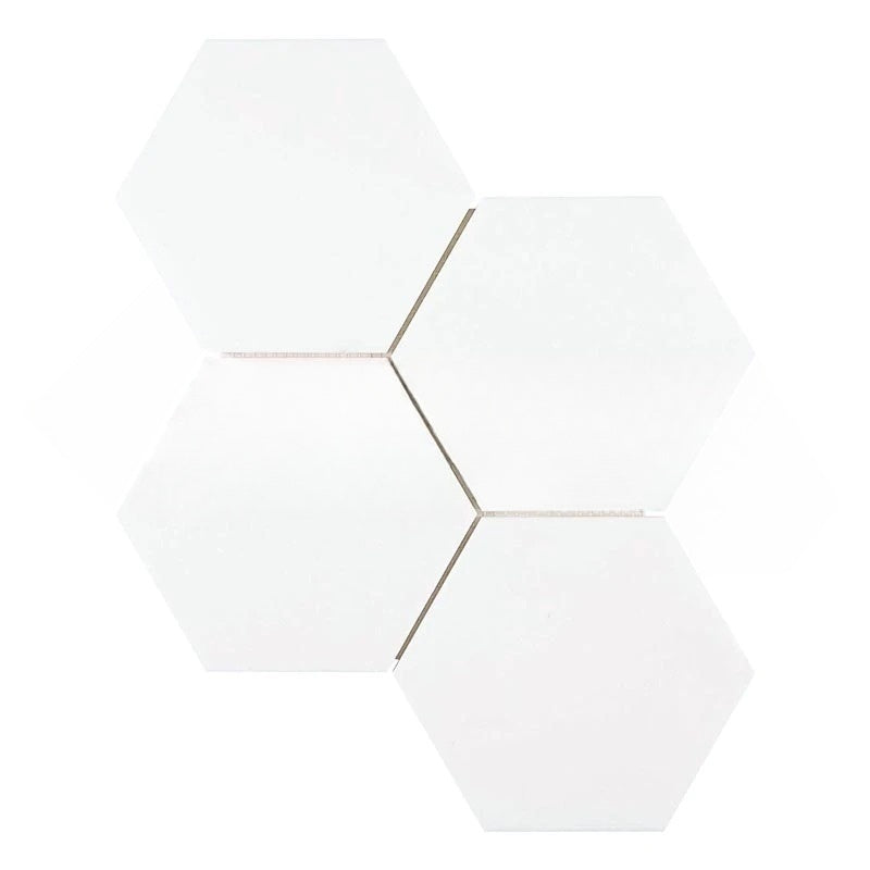 Thassos White Marble Mosaic - 6" Hexagon Polished