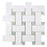 Thassos White Marble Mosaic - Large Basket Weave with Ming Green Dots Polished