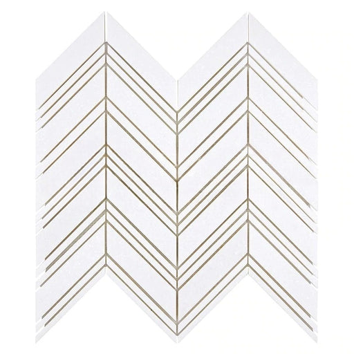 Thassos White Marble Mosaic - Large Chevron Polished