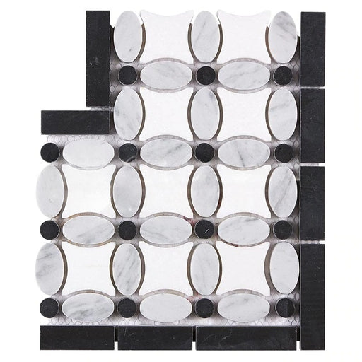 Thassos White Marble Border - Flower Border Corner with Black