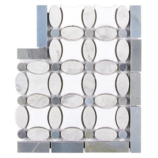 Thassos White Marble Border - Flower Border Corner with Gray
