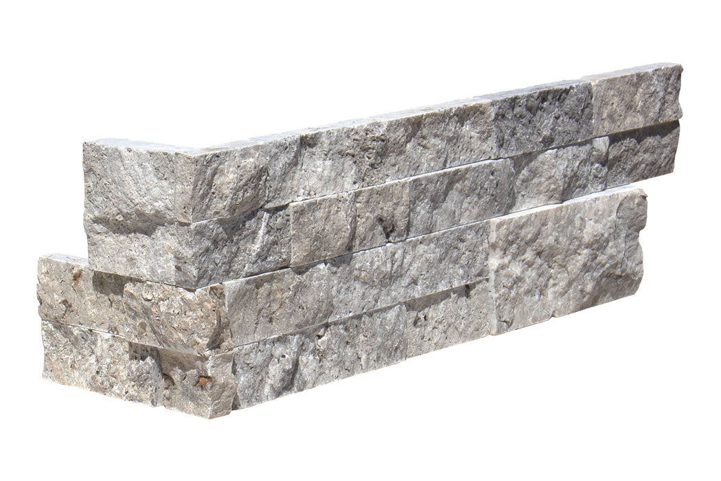 Titanium Split Face Travertine Ledgestone Corner - 6" x 18" x 6" x 3/4" - 1"