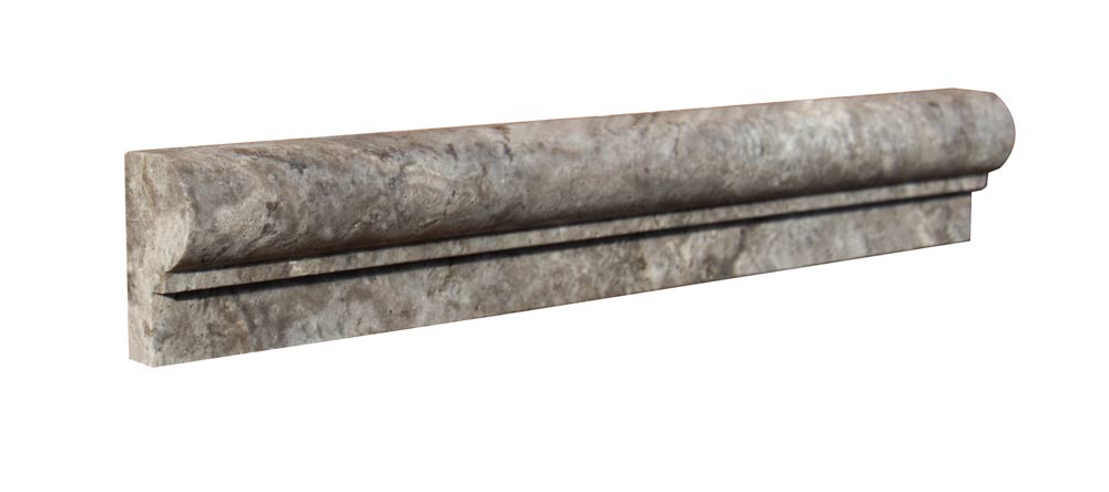 Titanium Unfilled & Honed Travertine Liner - 2" x 12" Single Step Chair Rail