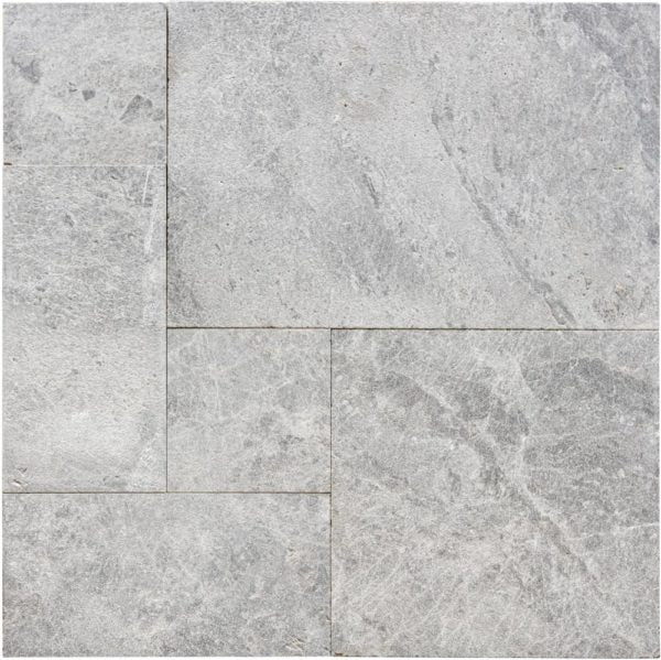 Tundra Gray Sandblasted & Brushed Marble French Paver Versailles Pattern