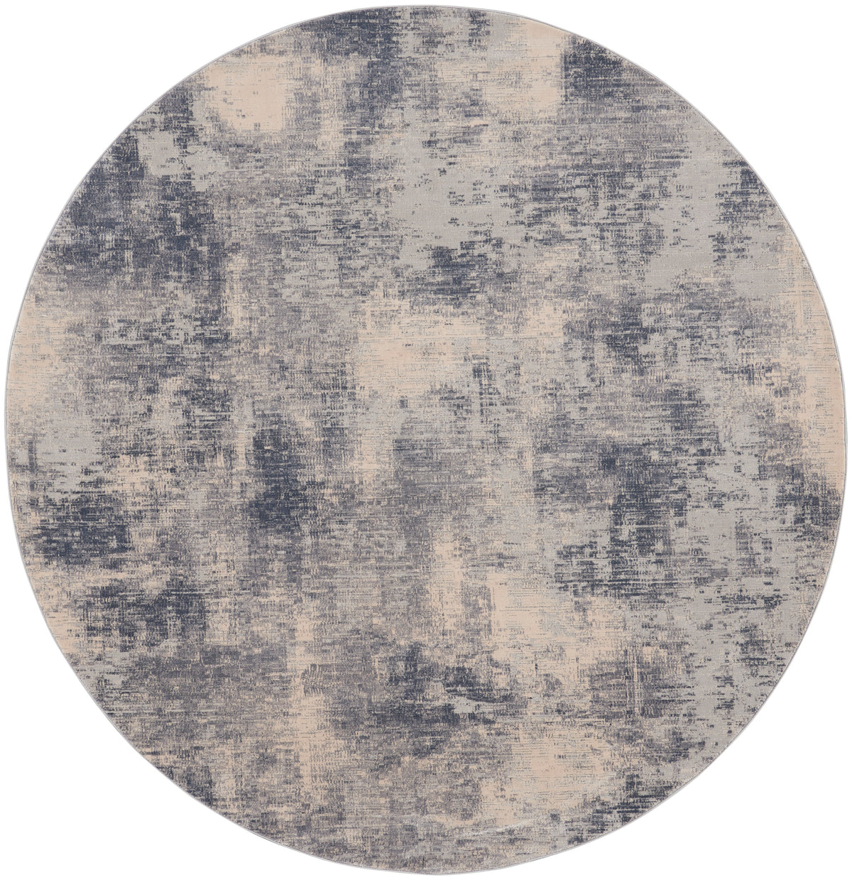 Stone Texture Rug Nourison Rustic Textures RUS02 Blue / Ivory 5 Ft x Round Area Rug ...