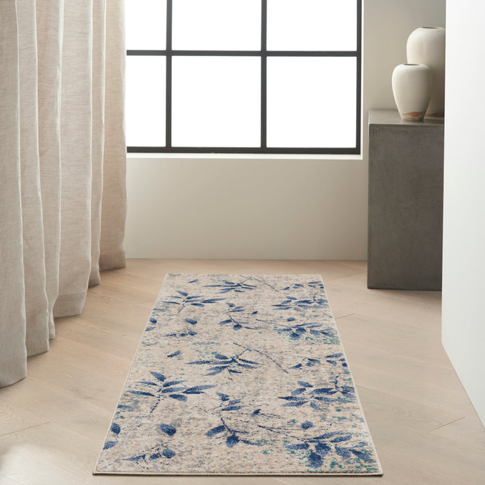 River Flow Rug Nourison River Flow RFV03 Beige / Navy 7 Ft Runner Area Rug — Stone ...