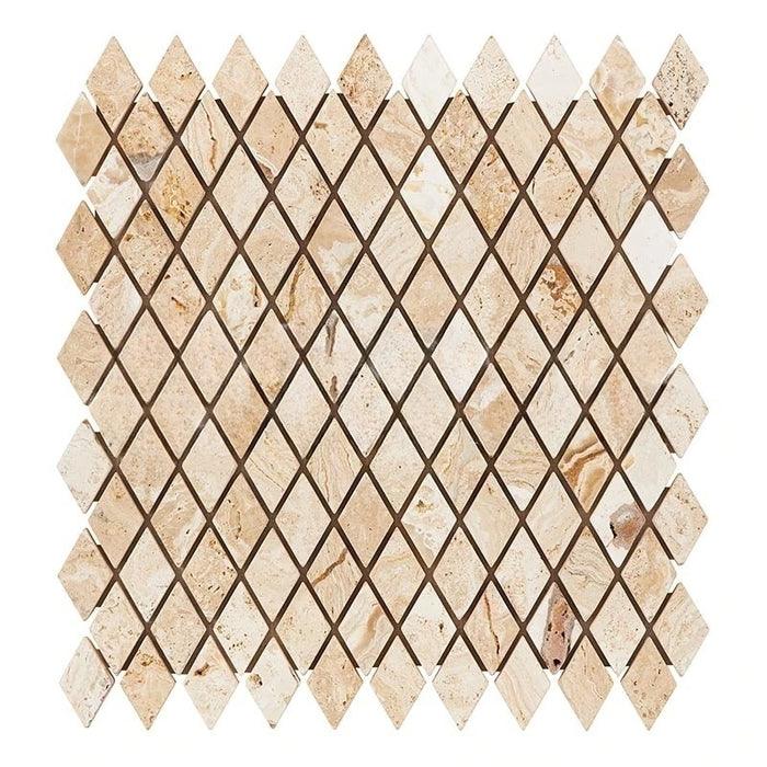 Valencia Travertine Mosaic - 1" x 2" Diamond Tumbled