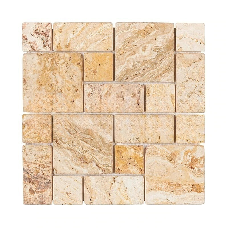 Valencia Travertine Mosaic - 3 Piece Mini Pattern Tumbled