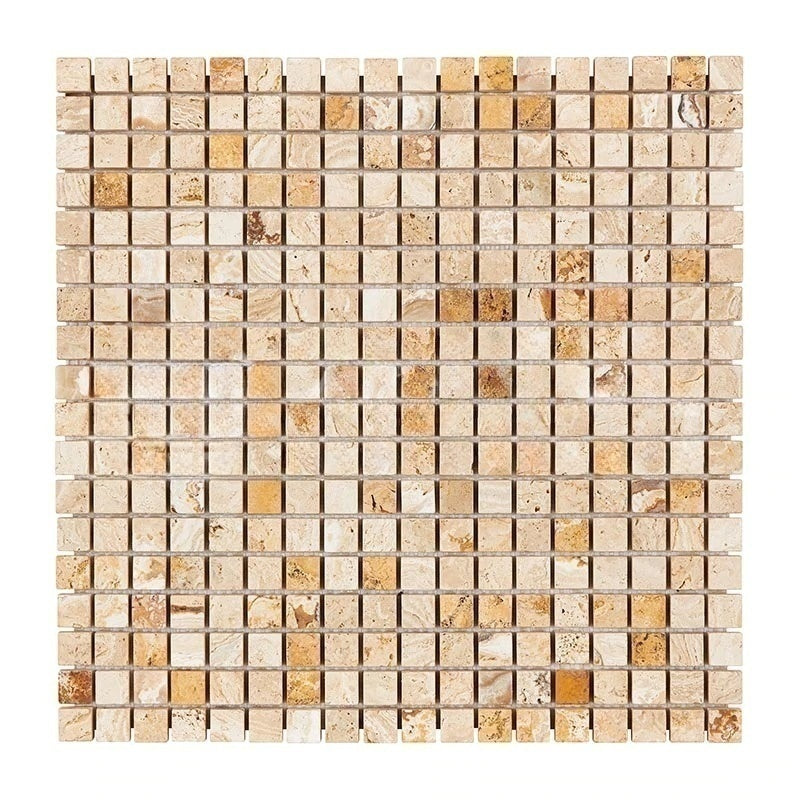 Valencia Travertine Mosaic - 5/8" x 5/8" Tumbled