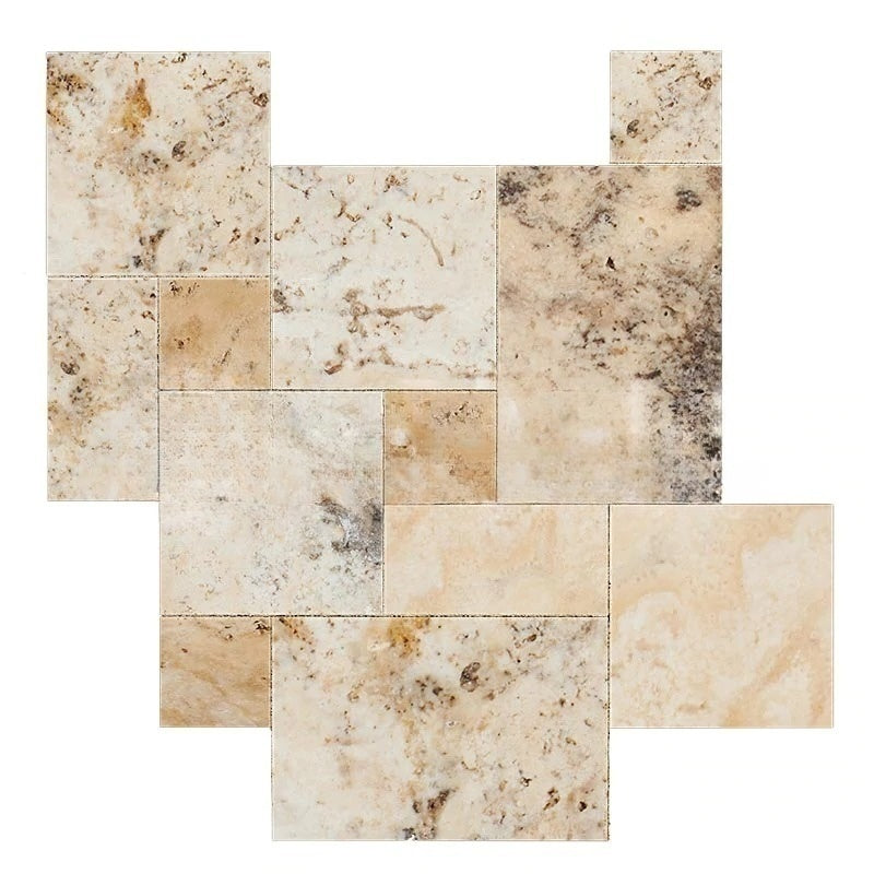Valencia Chiseled & Brushed Travertine Versailles Pattern — Stone ...
