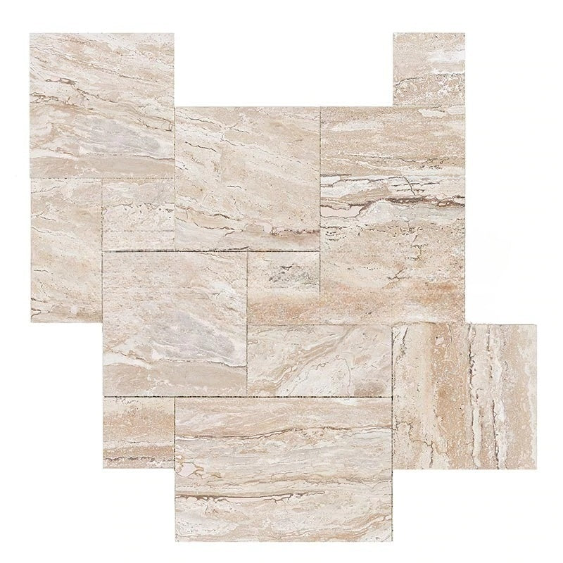 Valerenga Chiseled & Brushed Travertine Versailles Pattern