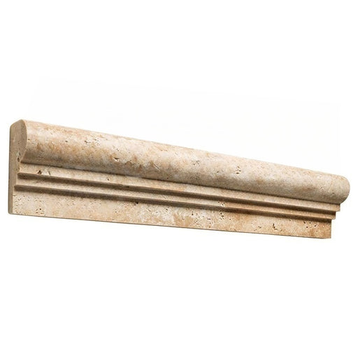 Walnut Travertine Liner - 2 1/2" x 12" Double Step Chair Rail Unfilled & Honed