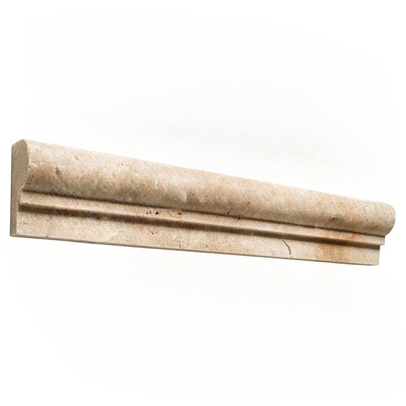 Walnut Travertine Liner - 2" x 12" F1 Chair Rail Unfilled & Honed