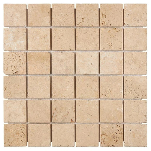 Walnut Travertine Mosaic - 2" x 2" Tumbled