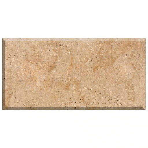 Full Tile Sample - Walnut Beveled Travertine Tile - 3" x 6" x 3/8" Unfilled & Honed