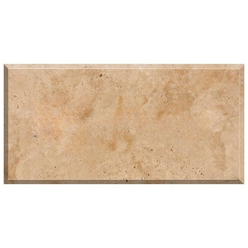 Full Tile Sample - Walnut Beveled Travertine Tile - 3" x 6" x 3/8" Unfilled & Honed