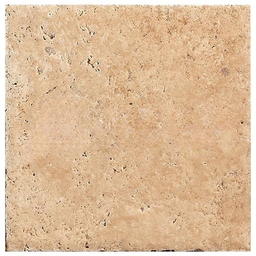 Full Tile Sample - Walnut Travertine Tile - 8" x 16" x 3/8" Chiseled & Brushed