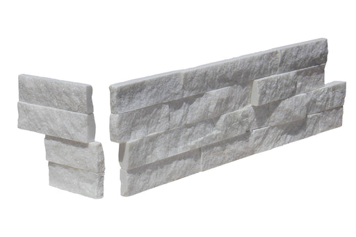 White Split Face Slate Ledgestone Corner - 6" x 18" x 6"