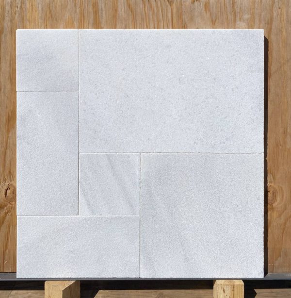 White Sandblasted & Brushed Marble French Paver Versailles Pattern ...