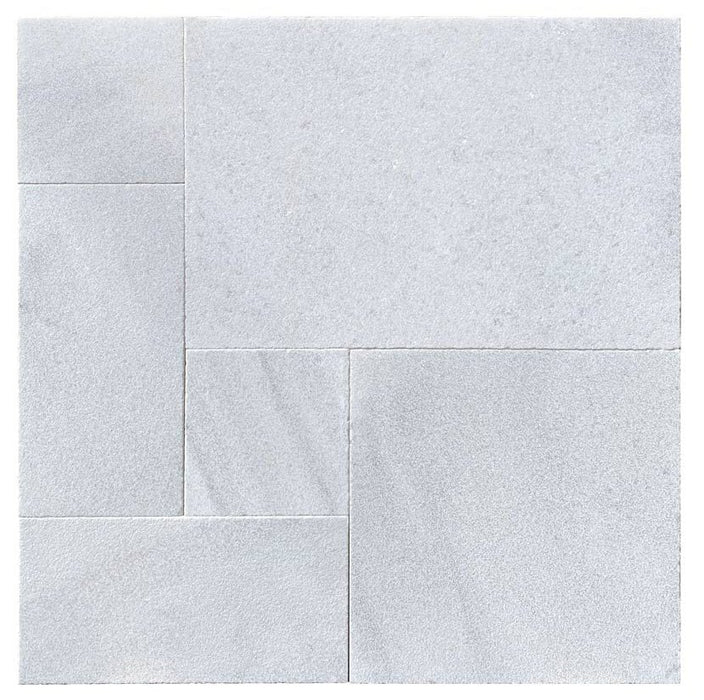 White Sandblasted & Brushed Marble French Paver Versailles Pattern ...