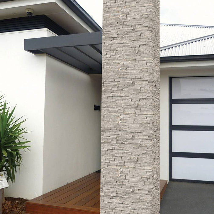 RockMount Stacked Stone Panel White Oak Marble LPNLMWHIOAK618COR