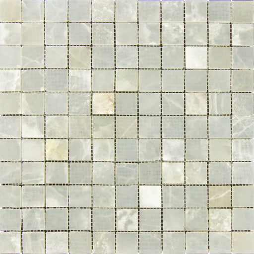 White Cross Cut Onyx Mosaic - 1" x 1" Polished