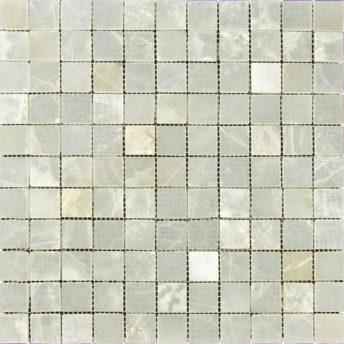 White Cross Cut Onyx Mosaic - 1" x 1" Polished