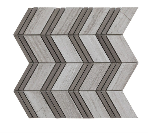 White Wood Honed Marble Mosaic - Chevron