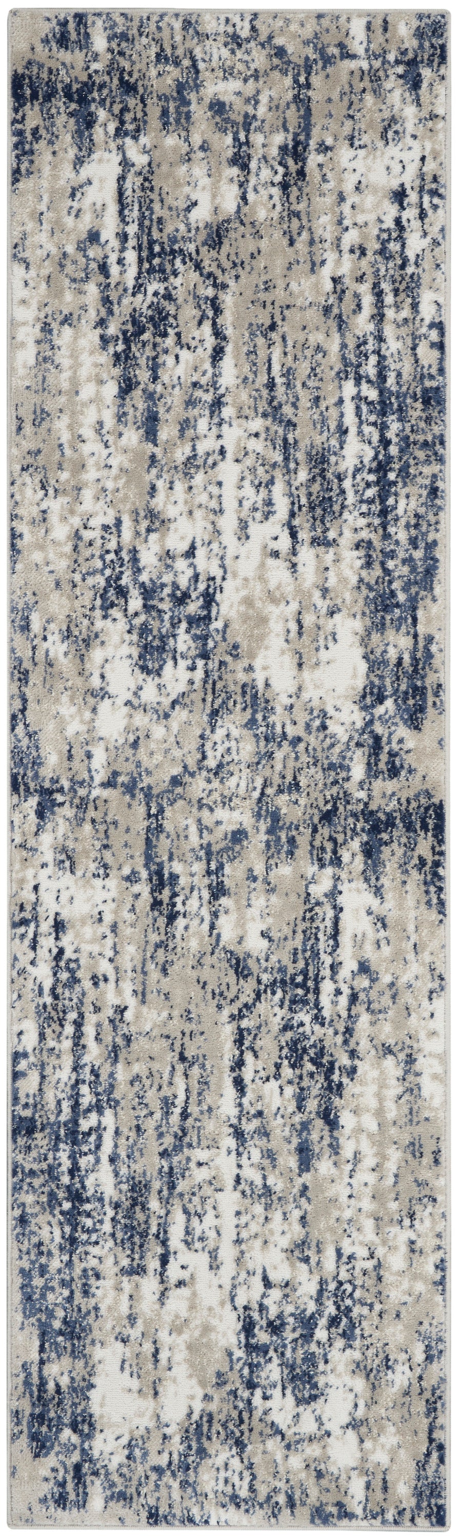 Nourison Cyrus CYR03 Ivory / Navy 8 Ft Runner Area Rug | Lowest Price ...