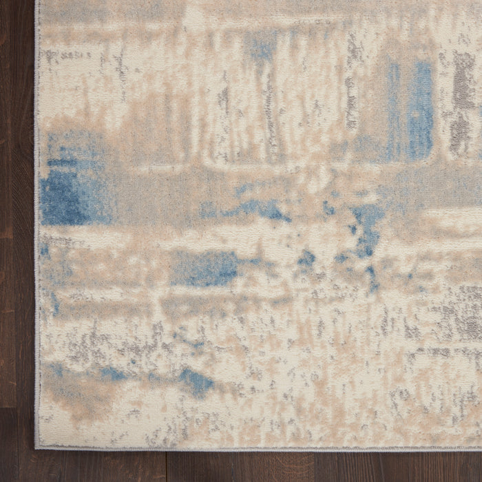 Solace Ivory / Grey / Blue Synthetic Fibers IVGBL