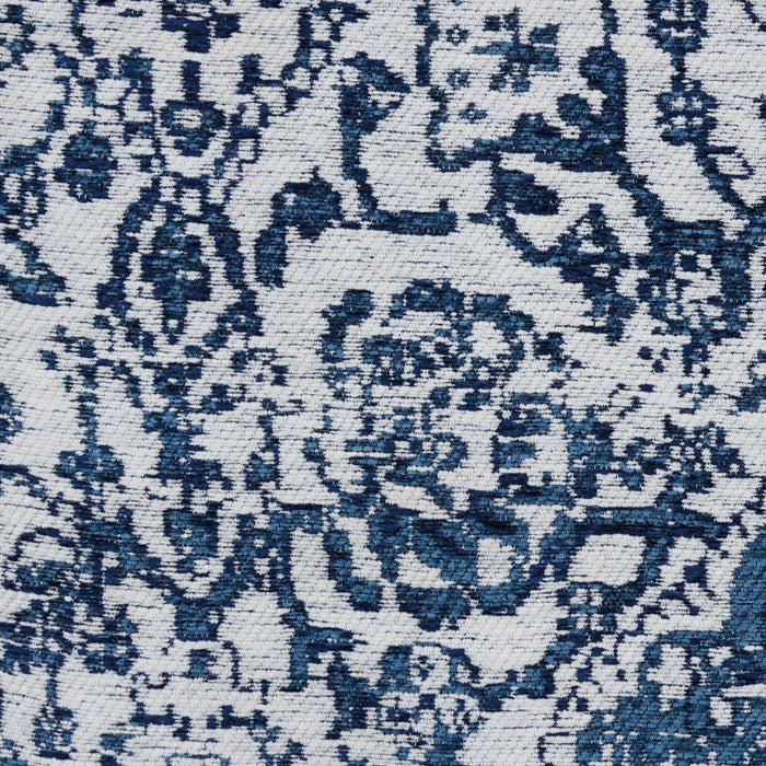 Damask Polyester Ivory / Navy DAS06 IVNAV