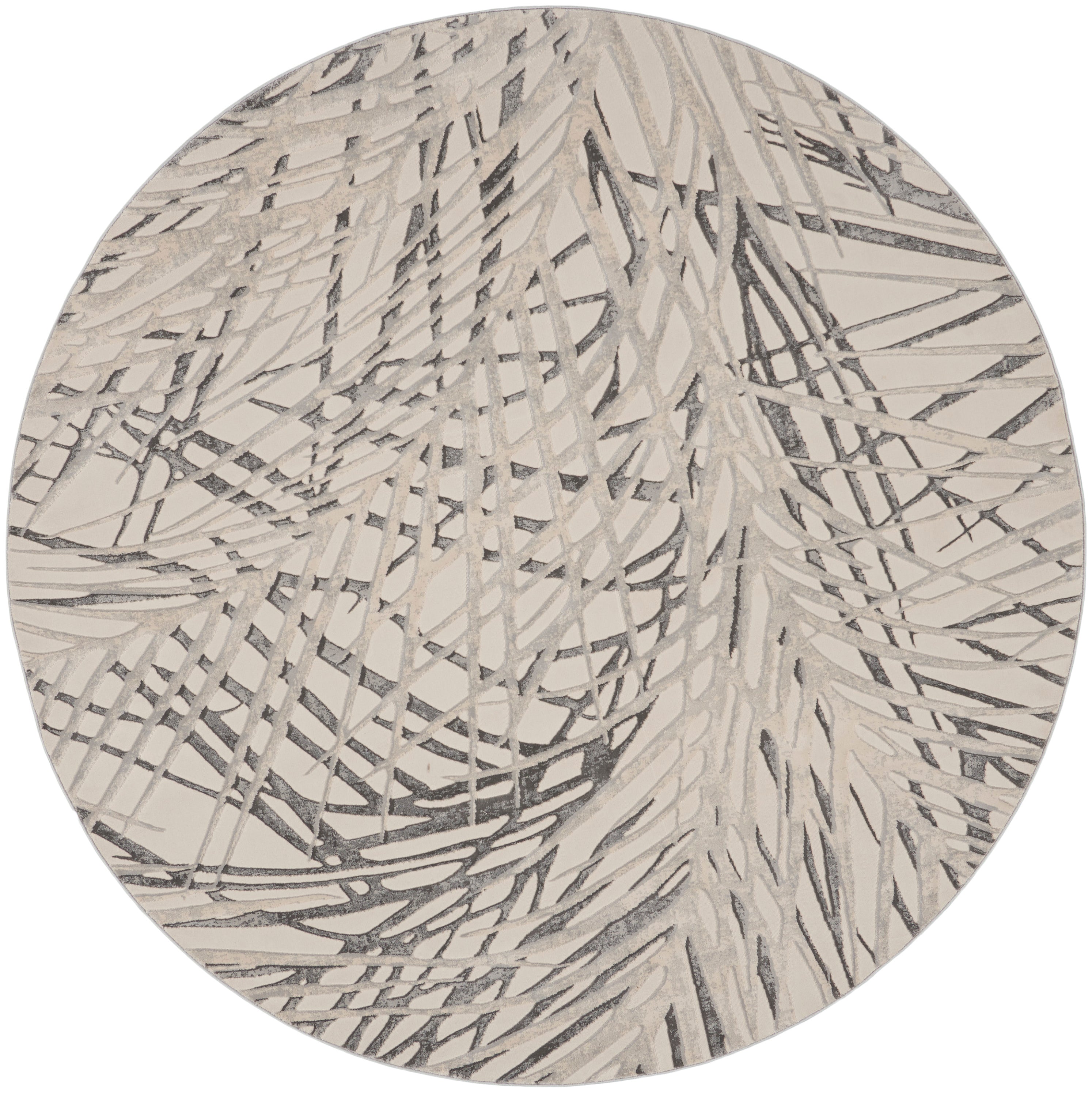Nourison Rustic Textures RUS17 Ivory / Grey 5 Ft x Round Area Rug ...